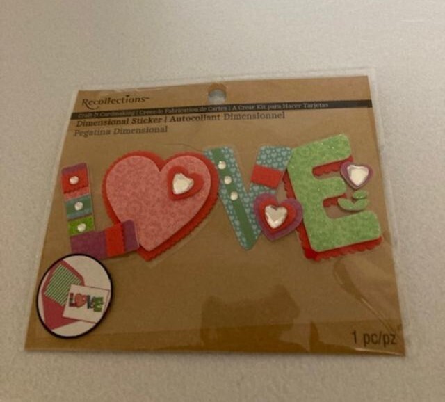 Michael’s – Recollections – Dimensional Sticker – Word Love with Hearts –