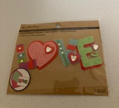 Michael’s – Recollections – Dimensional Sticker – Word Love with Hearts –