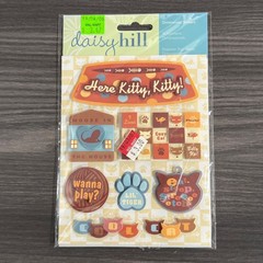 Daisy Hill Cats Meow Scrapbook Lot Stickers Paper Pad Brads Metal Accents 25+pcs