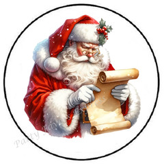 SANTA CLAUS READING CHRISTMAS LIST ENVELOPE SEALS LABELS STICKERS PARTY FAVORS