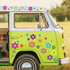 12 Sheets Daisy Stickers 96 Pcs Retro Hippie Flower Car Decals Self