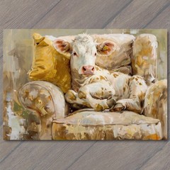 STICKER Cow On Couch Sofa Chair Calf Cute Fun Painting Unusual Country Farm