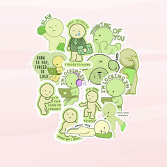 13 Smiski Stickers –Cute Minimal Glow-Inspired Sticker Pack for Journals, Laptop