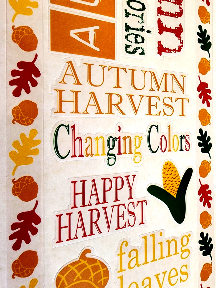 Autumn Harvest Clear Stickers 12″ Sheet Fall Scrapbooking Crafts Junk Journal