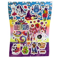 Vintage Lisa Frank Rainbow Cat Dog seal Pug Kitten Panda Bunny Icecream Sticker