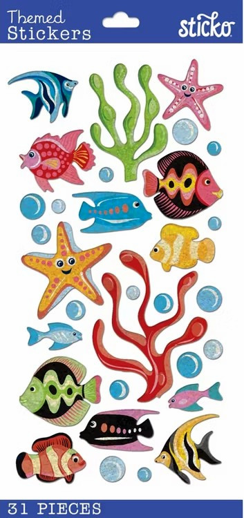 TROPICAL FISH Clown Angel Fish Starfish Coral Kelp Ocean Jolee’s Vellum Stickers