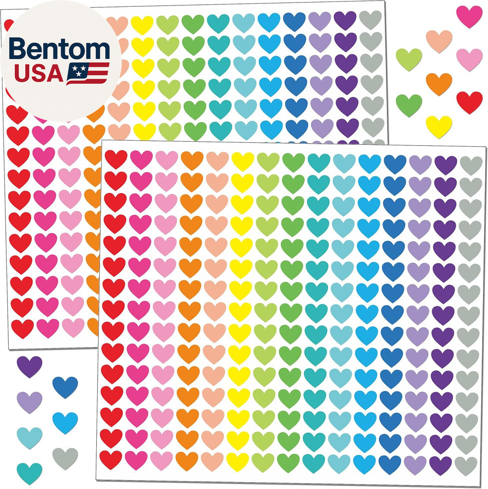 4000 PCS Small Heart Stickers for Kids, 1/2″ Tiny Mini Sticker, 20 Colors, 18 Sh