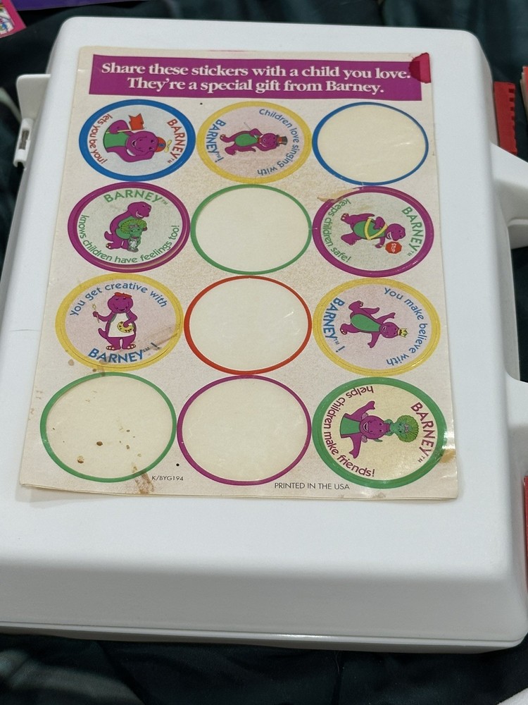 Vintage Barney Sticker Sheet 1990s – 7 Stickers Left – Some Loose