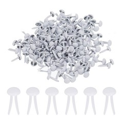 200 PCS Paper Brass Fasteners Split Pins Pastel Mini, White, 4.5 x 8 mm