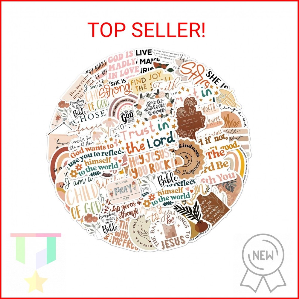 Christian Jesus Stickers 50PCS, Vinyl Waterproof Boho Aesthetic Bible Stickers f