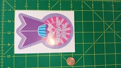 Happy Birthday Cupcake Rosette Sticker Purple Pink Party Die Cut Self Adhesive