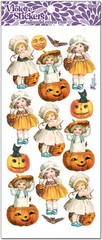 Violette Stickers 2 Sheets Halloween Kids in Pumpkins Vintage Clothes Boys Girls