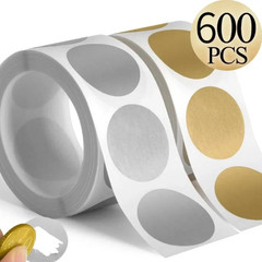 600Pcs Gold Silver Round Scratch Off Stickers Labels DIY Party Game Supplies
