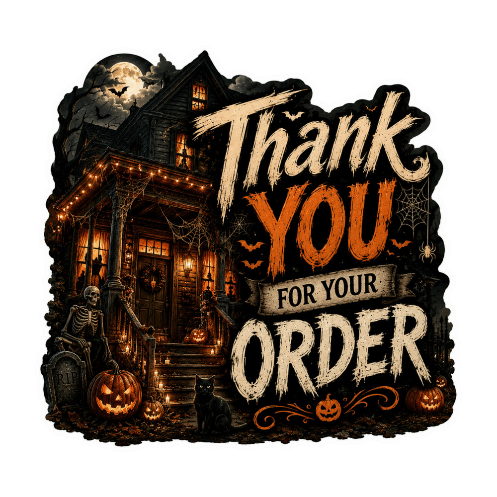 Halloween Haunted House Thank You for Your Order Die Cut Stickers 20 Pack