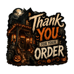 Halloween Haunted House Thank You for Your Order Die Cut Stickers 20 Pack