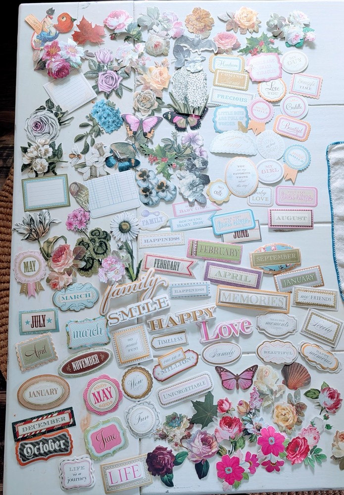 Lot 115+ Anna Griffin Scrapbooking Paper Embellishments Floral Die Cut Paper