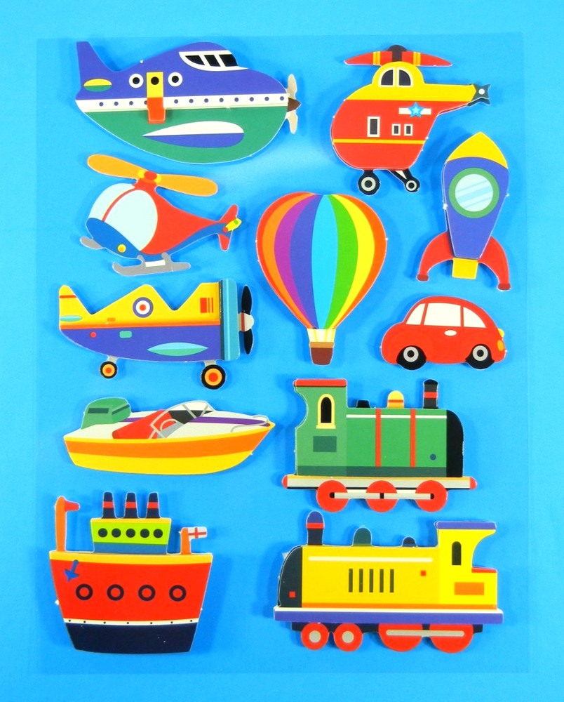 Vehicles Transportation Travel Pop Up Dimensional Sticker Sheet