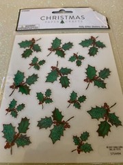 THE PAPER STUDIO STICKERS STICKABILITIES HOLLY WITH BERRIES 2 SHEETS 26PCS