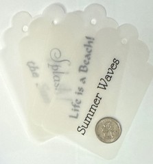 LARGE SUMMER WAVES Vellum Die-Cut TAGS(4pc)Fun in Sun•Splash •Beach•Travel•Cards