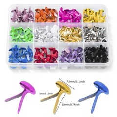 Brads for Paper Crafts，12 Colors Brads Paper Fasteners Metal Paper Fasteners