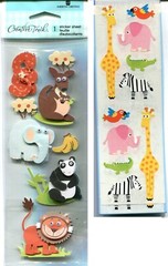 Lot of 17, Animal scrapbook stickers – Horses, Zoo, Farm, Fish, Monkey, Giraffe