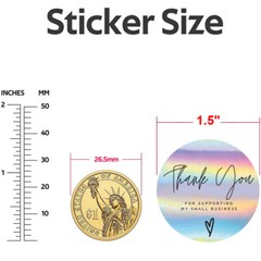 1000Pc 1.5 inch Thank You for Supporting My Small Business Rainbow Holo Stickers