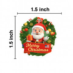 Christmas Santa Stickers – 1.5” Circle – 4 Sheets – Merry Christmas Labels