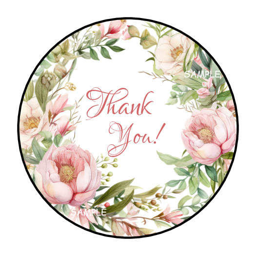 30 THANK YOU ROSES ENVELOPE SEALS STICKERS LABELS TAGS 1.5″ ROUND FLORAL