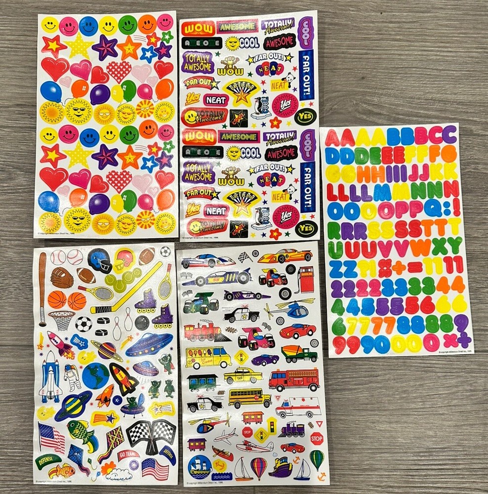 Vintage 90s Sticker 5 Sheet Lot Y2K 1996 Millenium Cars Space Wow! Awesome! Cool