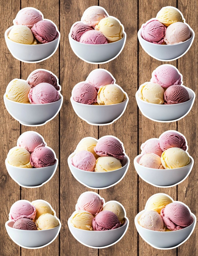Bowl Of Ice Cream Die Cut Vinyl Stickers Set Scrapbooking Laptop Waterbottle