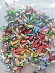 Lot 138 GLITTER Paper Brads NOS Mix 8 Colors Medium & Mini Sizes 4 Scrapbooking