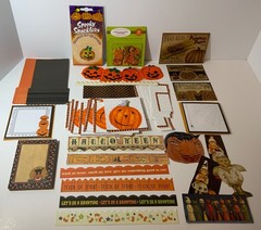 HUGE Halloween Crafting Scrapbooking Lot Paper Fabric Stickers Ribbon Die Cuts
