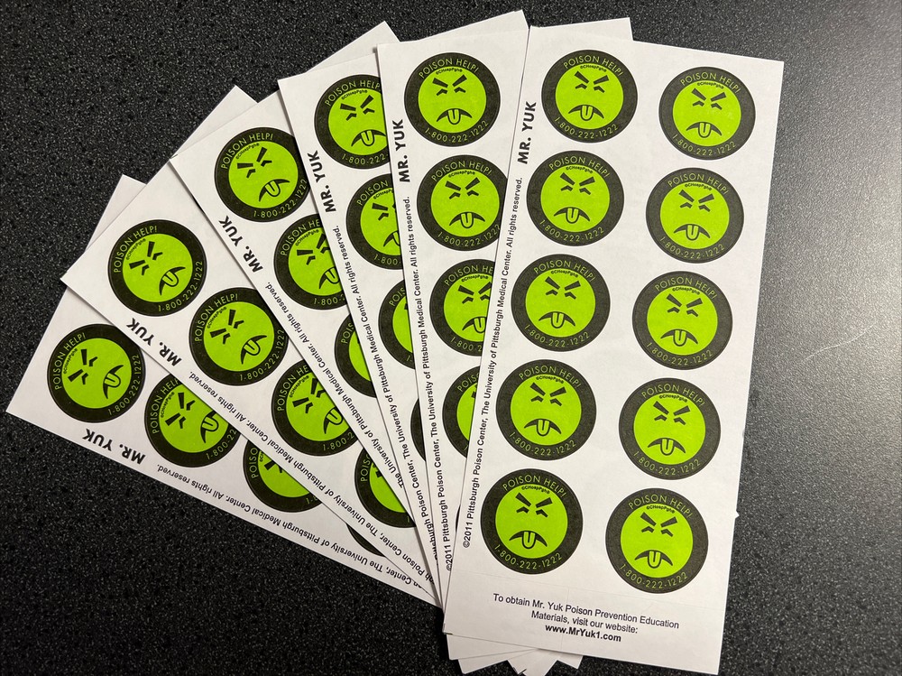 Mr. Yuk Stickers 60 Stickers (6 Sheets) Yuck FREE SHIP! 70’s 80’s 90’s RETRO!