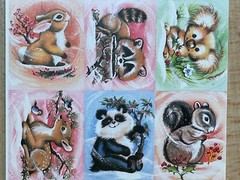 Vtg Eureka Woodland Animals Stickers Christmas Baby Koala Raccoon Panda Rabbit