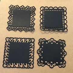 Set of 4 Square Lace Flower Border Die Cut Embellishments Scrapbooks Cards