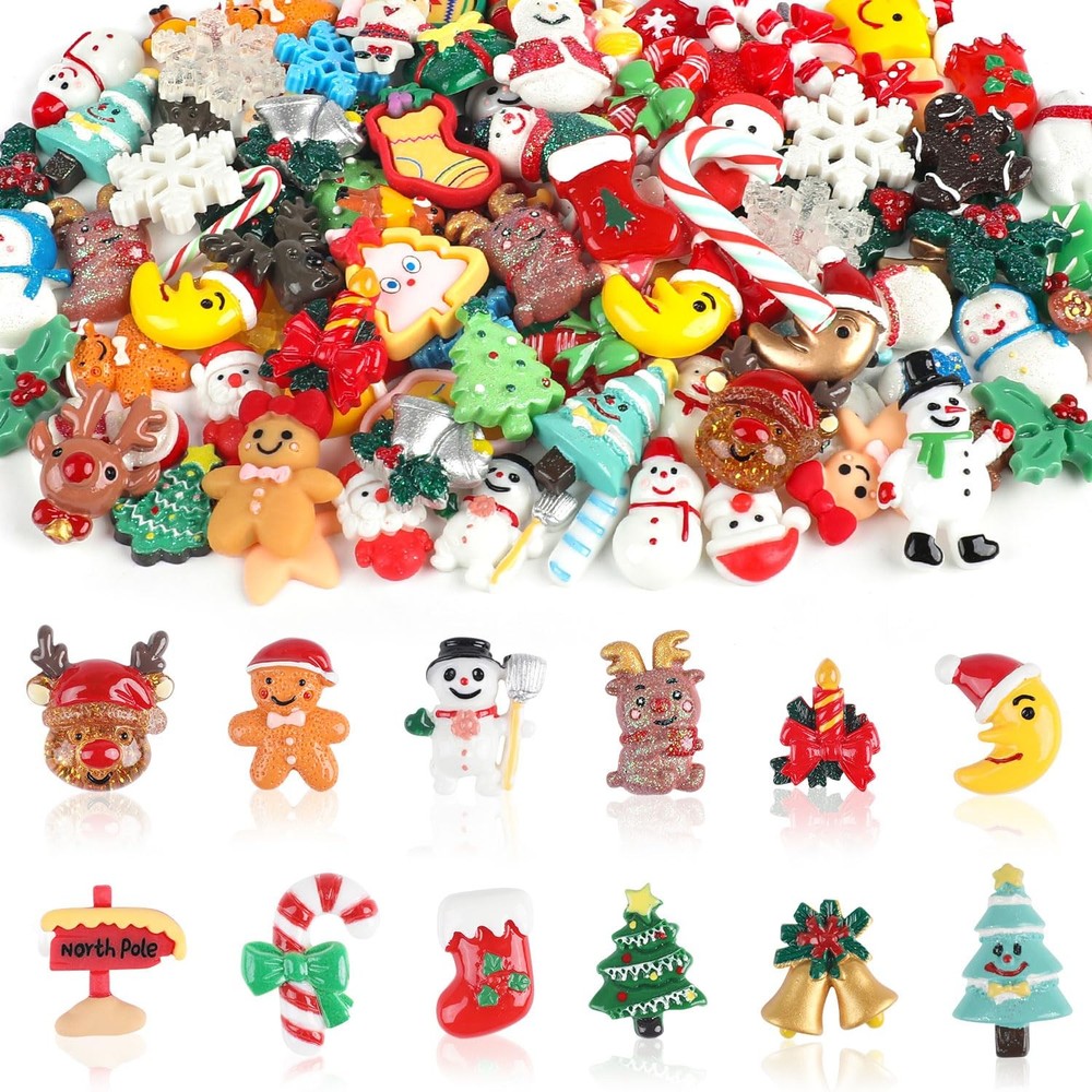 CCINEE 100pcs Christmas Resin Slime Charms for Craft, Santa Small, Multicolor