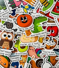 50 Cute Toddler Kid Stickers/Reward Motivational For Kids/Animal & Food Stickers