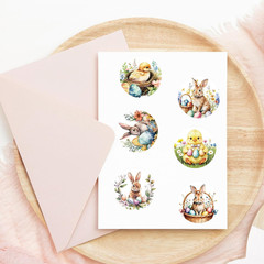 1000 Pcs Easter Stickers Roll Retro Watercolor Egg Rabbit Bunny Chick Flower …