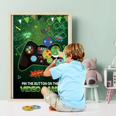 Pin the Button on the Video Games with 32PCS Stickers 20’’ X 28’’ Large Video…
