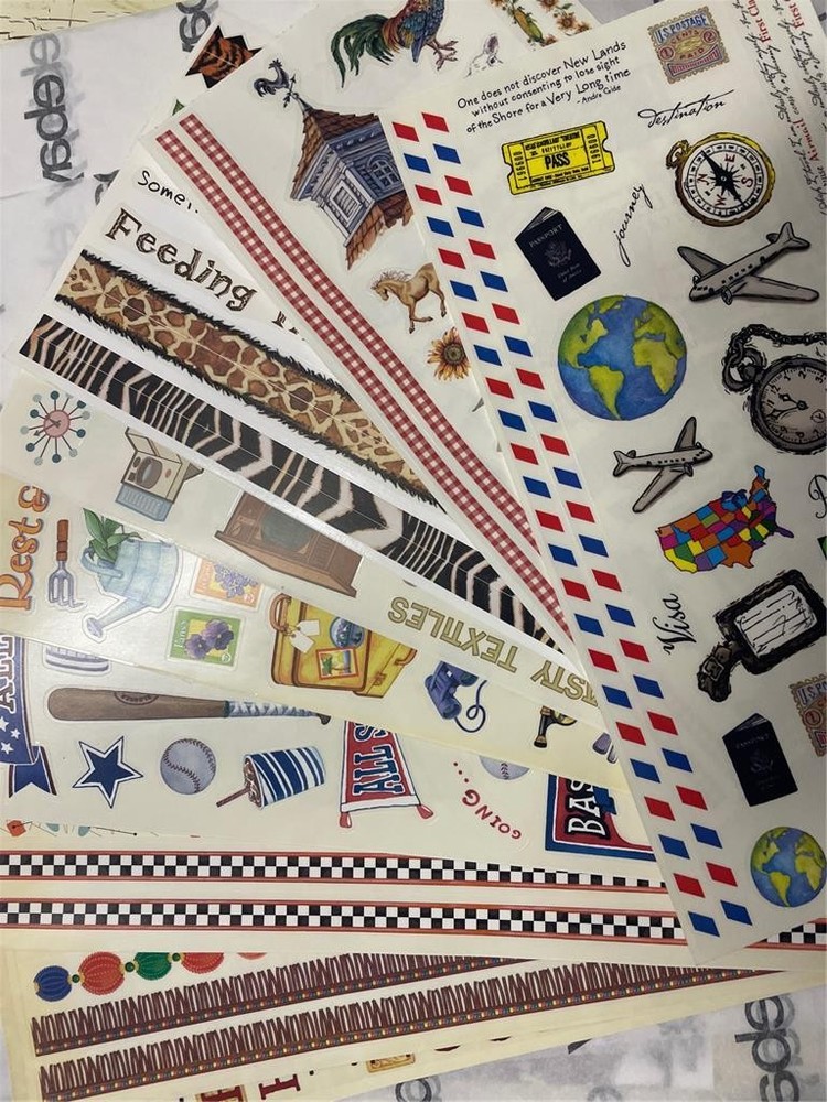 New vintage LOT of 10 sheets of (6 x 12″) STICKERS sandylion psx me mybideas