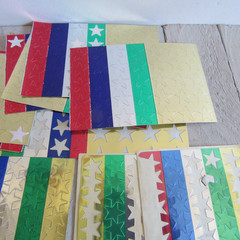 vtg Lot Dennison & Z Label Self Sticking Stars Red Blue Gold Silver ***READ***