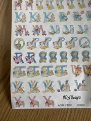 NRN Designs ALPHABET Alpha Letters Baby Scrapbook Stickers ROLL Animals Toys