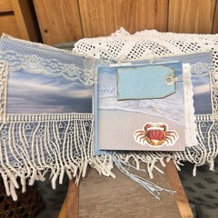 Handmade Junk Journal Blue Ocean Seashell Beach Theme Boho Pearl Scrapbook Craft