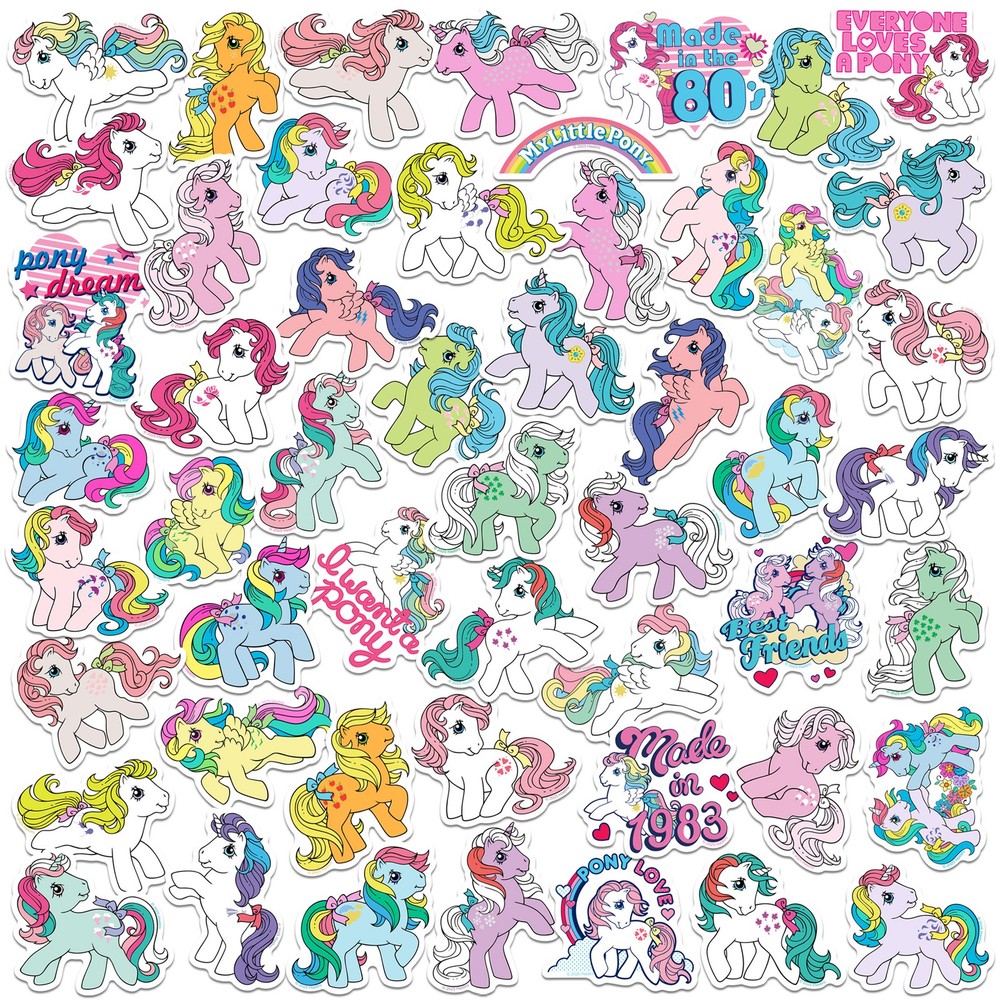 MY LITTLE PONY RETRO CLASSIC VARIETY DIE CUT VINYL 50 CT STICKER PACK