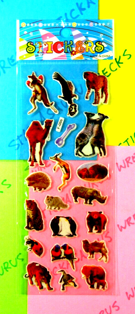 Safari Animals Puffy Stickers 1 Sheet Pack Style 1