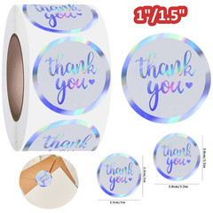 Holographic Rainbow Thank You Stickers for Arts Crafts Small Business Waterproof