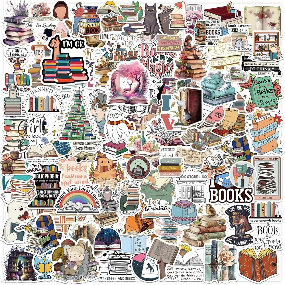 100 PCS Book Stickers for Kindle, Bookish Reading Literary Quote Lover for Water