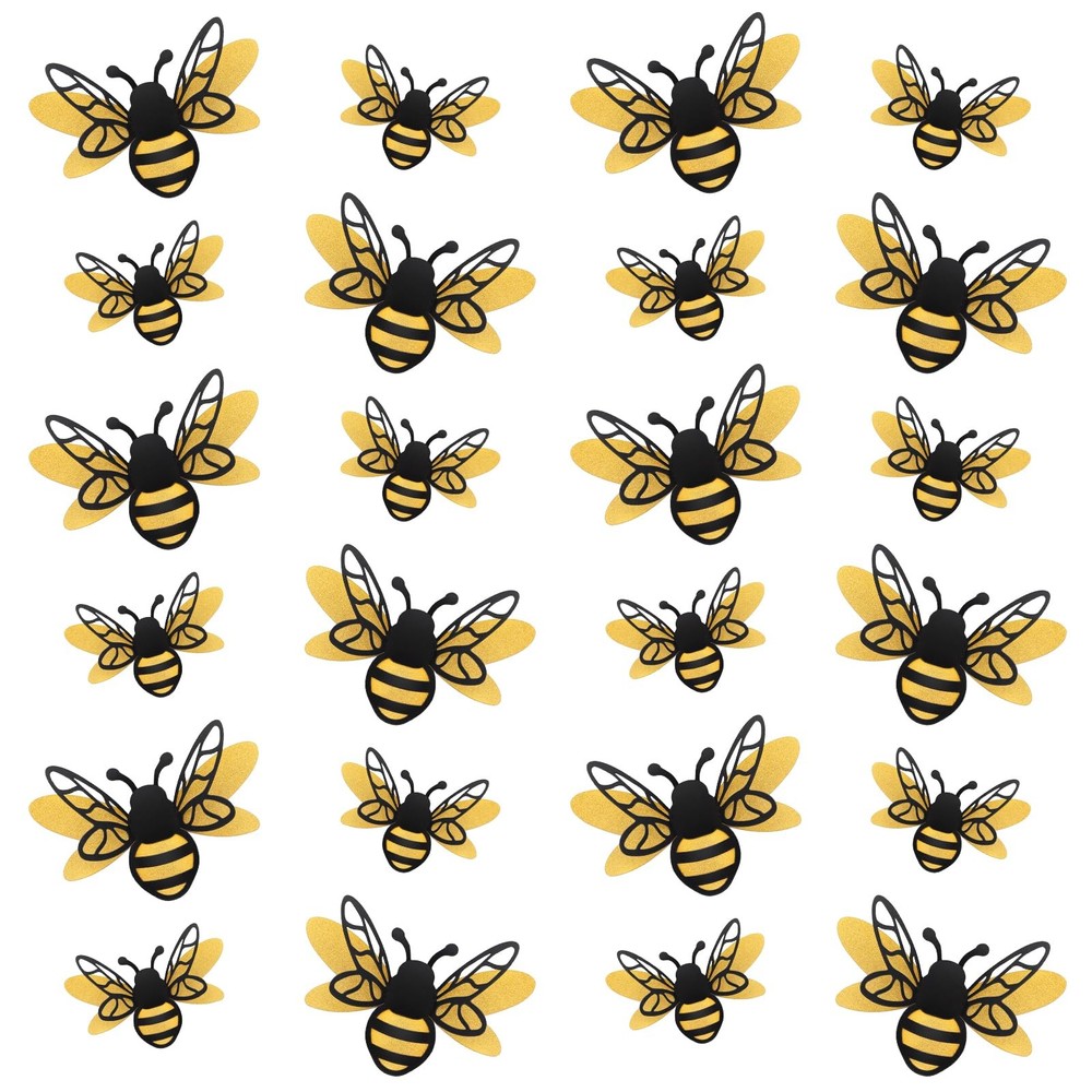 24Pcs 3D Bee Decorations Sticker, with Sticky dot, Double Layer