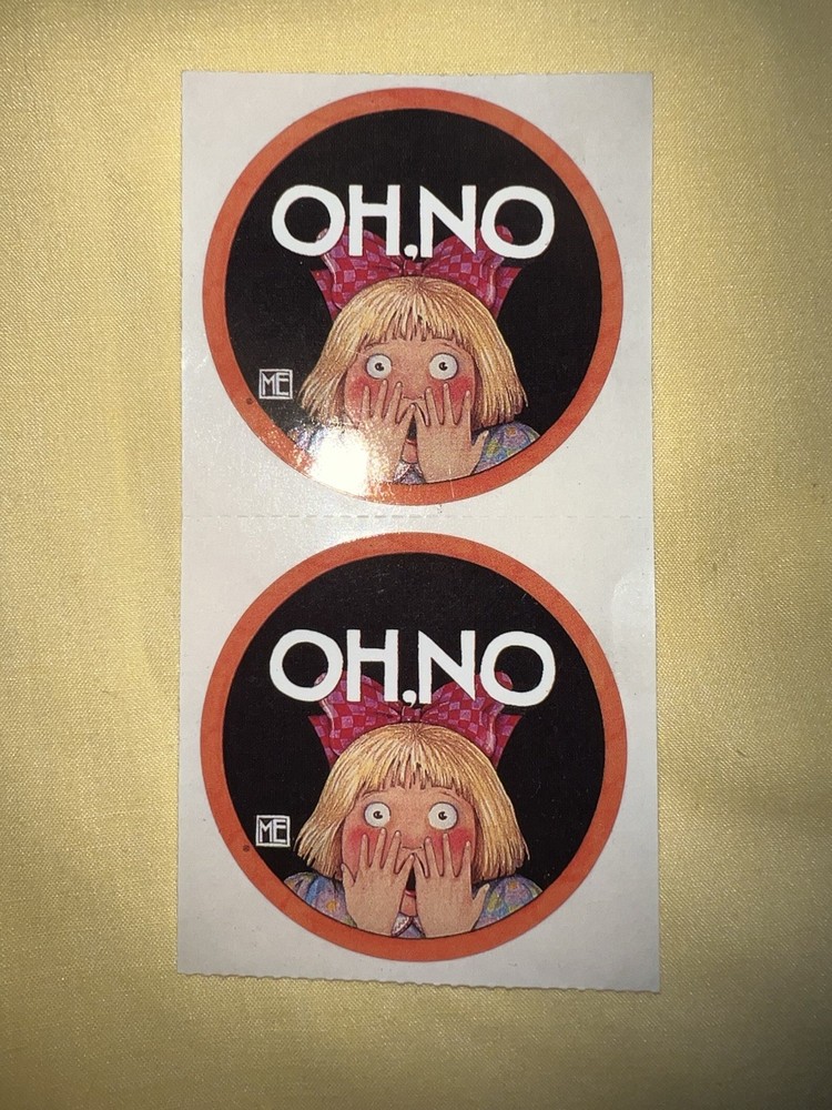 Two Mary Engelbreit Ink Stickers Oh No Girl Vintage