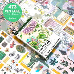 Washi Vintage Stickers for Scrapbooking – Ephemera Book for Journaling with 453